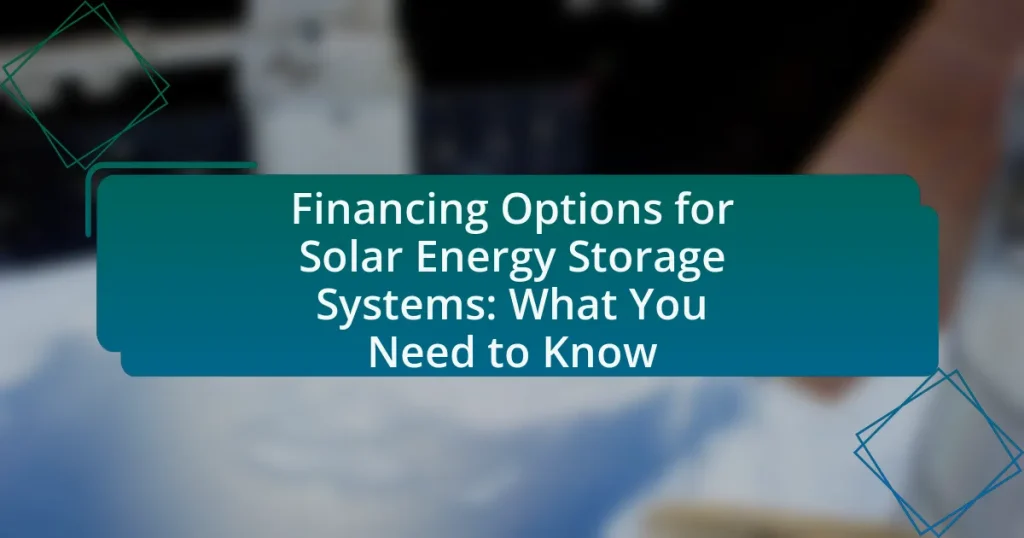 Financing Options for Solar Energy Storage Systems: What You Need to Know