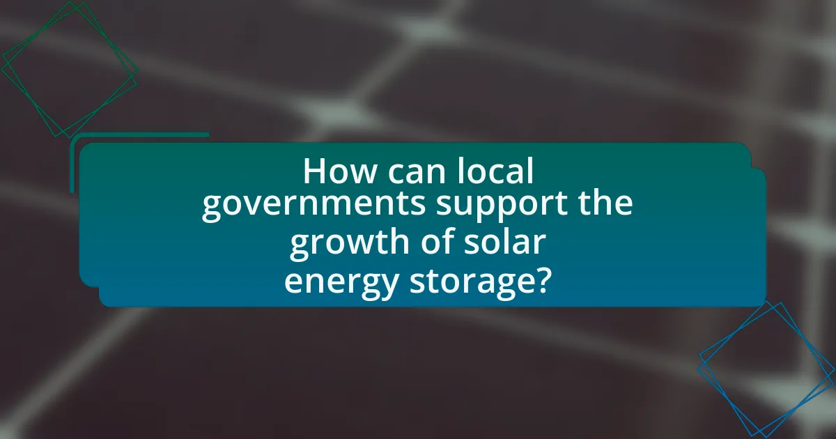 How can local governments support the growth of solar energy storage?
