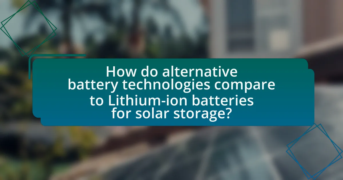 How do alternative battery technologies compare to Lithium-ion batteries for solar storage?