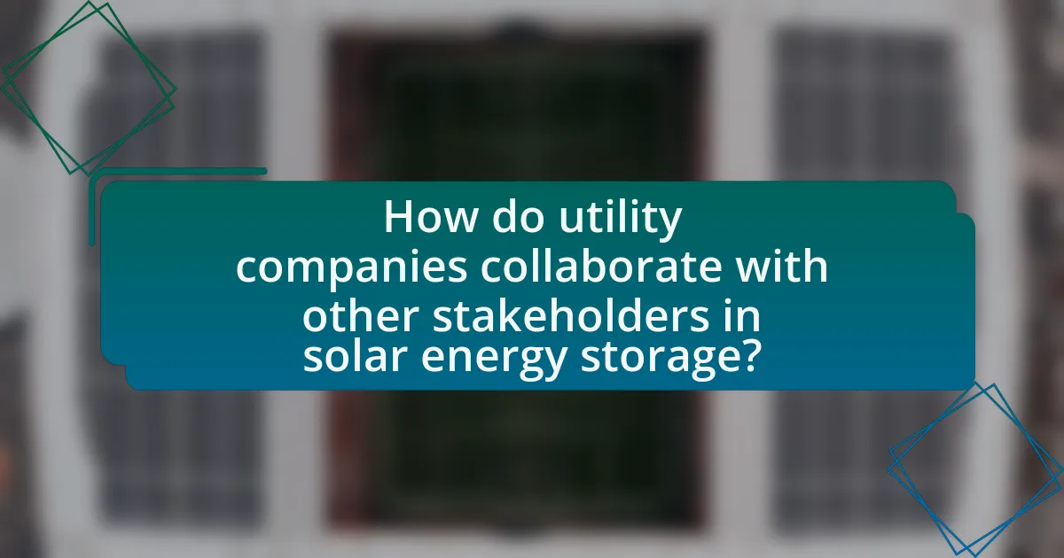 How do utility companies collaborate with other stakeholders in solar energy storage?