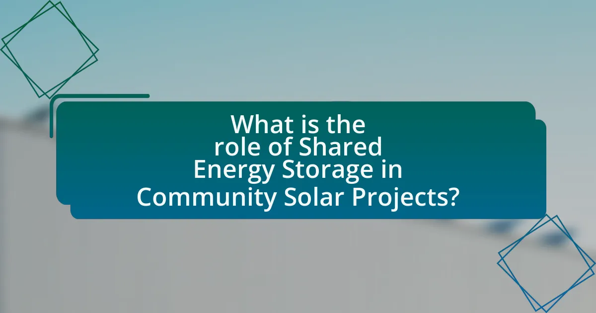 What is the role of Shared Energy Storage in Community Solar Projects?