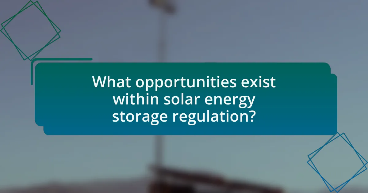 What opportunities exist within solar energy storage regulation?